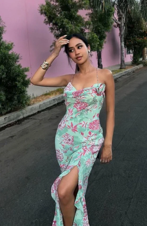 ZARA FLORAL PRINT SLIP DRESS - MULTICOLORED SIZE LARGE 8192/752