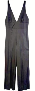 French Connection Sz-16 Black V-Neck Wide Leg Jumpsuit Virgin Wool Formal Wear - Picture 1 of 7