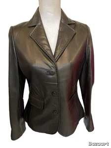 Apt 9 Jacket Black Lambskin Leather Pockets Button Up Women Size Small Lined - Picture 1 of 5
