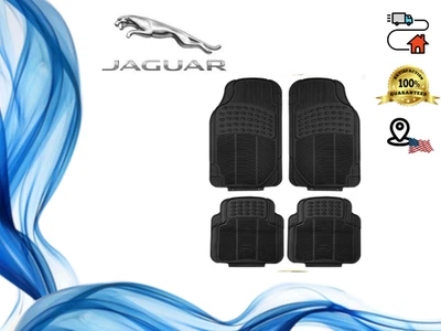 For all Jaguar Floor Mats Cabin Area 4 Pieces Water Resistant Carpet Black - Image 1 of 4
