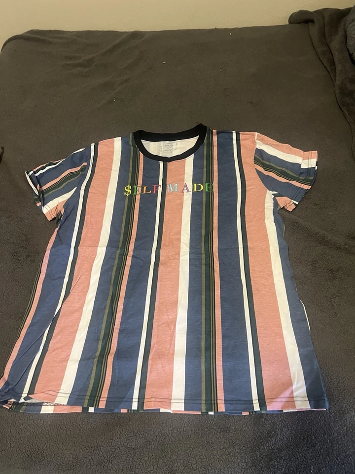 Camiseta de rayas verticales "hecha a sí misma" para hombre talla XXL Foto 1 de 1