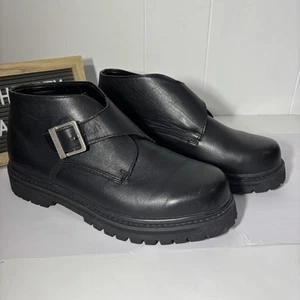 De colección-Nuevo Skechers 10 Negro Monje Correa Creeper Botín Suela Zapatos GÓTICO Y2 - Imagen 1 de 22