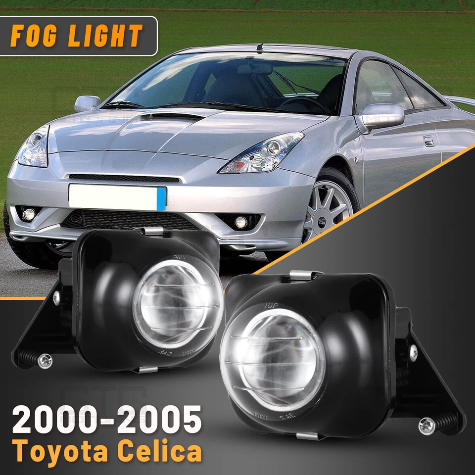 Fog Lights For Toyota Celica 2000-2005 Clear Glass Lens Pair Lamps with Bulbs Foto 1 de 4