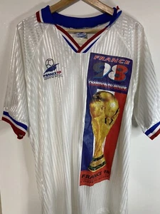 Vintage Soccer Jersey Mens WORLD CUP France 98 Coupe Du Monde Champion DEADSTOCK - Picture 1 of 7