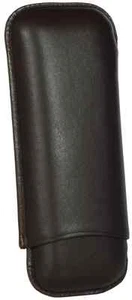 MARTIN WESS SMOOTH BROWN COWHIDE/ GOATSKIN LEATHER 2 ROBUSTO CIGAR CASE * NEW * - Picture 1 of 3