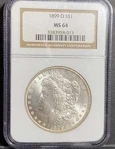 1899-O Morgan Silberdollar NGC MS64 in der Nähe von Edelsteinen BU PQ weiß - Bild 1 von 2