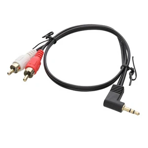 Prise stéréo angle droit 3,5 mm AUX vers 2 prises phono RCA câble audio or 0,5 m - Photo 1/5