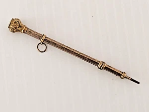 Antique MECHANICAL PENCIL Etched Gold Plated w/'Diamond' Paste Stone 1880s - Picture 1 of 5