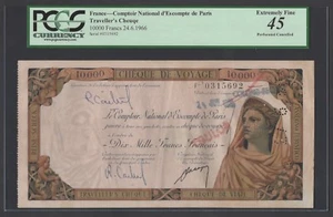 France 1000 Francs 24-6-1966  Traveller's Cheque Extremely Fine  - Picture 1 of 2