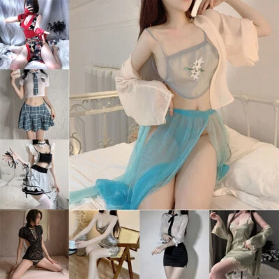 Lots Women Sexy Lingerie Lace Dress G-string Underwear Babydoll Sleepwear Sets M - Image 1 of 4