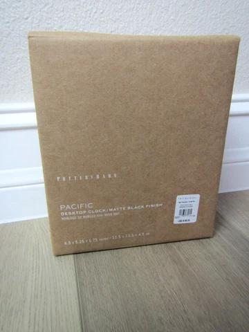 NEW 2023 POTTERY BARN $69 PACIFIC DESKTOP NIGHTSTAND CLOCK MATTE BLACK ! Cover