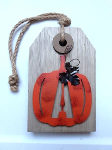 Wooden Initial A Hang Tag Pumpkin Fall Decor Rustic Country Harvest EUC - Picture 1 of 5