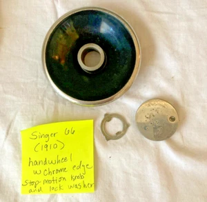 Vintage Singer 66 Nähmaschine Handrad mit Chromkante & Stop Motion Knopf - Bild 1 von 5