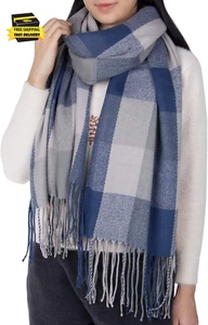 Women'S Long Plaid Blanket Scarf Chunky Oversized Winter Fall Warm Scarf Big Tar - Picture 1 of 6