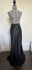 Max Trend Elasticated Waist Pull On Black Sheen Evening Lined Maxi Skirt Size 14 - Picture 1 of 11