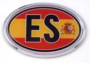 Spain ES Spanish Flag Car Chrome Emblem Bumper Sticker flag decal oval - Imagen 1 de 2