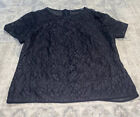 NWOT Karen Millen Women's Black Lace Sheer Short Sleeve Shirt Sz 8