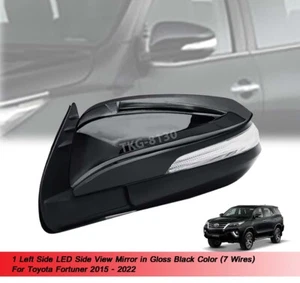 LH Side View Mirror Black 7 Wires For Toyota Fortuner 2015 2016 - 2021 2022 - Picture 1 of 8