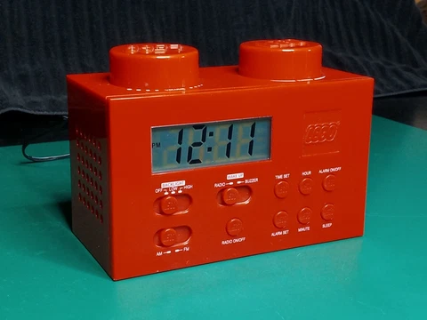 LEGO Digital Alarm Clock Radio, AM/FM, backlight, battery or AC power Cover