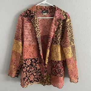 Vintage Jes Irie Wear Floral Lace Jacket Size M Sheer Boho Whimsigoth Fairy 90s - Picture 1 of 7