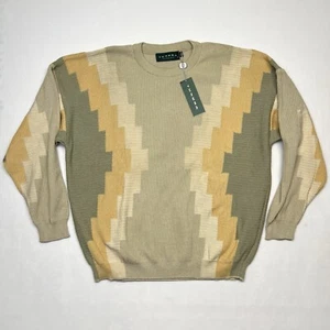 Herren Vintage Tundra Geometrisch Hellbraun/Grün Pullover Größe XL - Bild 1 von 8
