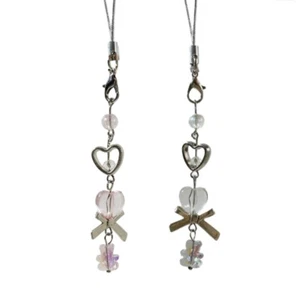 Smooth Crystal Bear Pendant Keychain Delicate Heart Beaded Keyrings Decorations - Zdjęcie 1 z 10