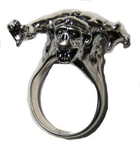 DELUXE MONSTER GARGOYLE BIKER RING #BR02 MENS WOMENS jewelry SILVER NEW Creepy