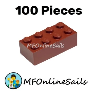 100x LEGO 2x4 Reddish Brown Bricks Piece # 3001 - BULK large bricks - Image 1 of 4