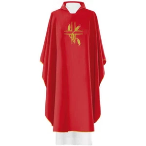 Haftina Red Gothic Chasuble Vestment With Cross & Wheat | Kasel | Casulla - Bild 1 von 2