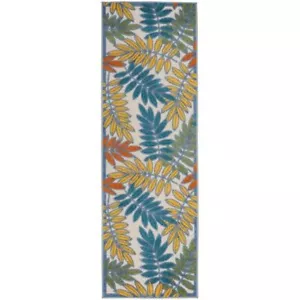 2' X 6' Ivory Floral Non Skid Indoor Outdoor Runner Rug - Picture 1 of 1