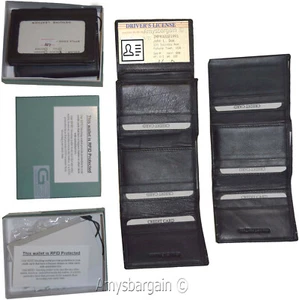 Cartera de hombre con bloqueo RFID de cuero genuino triple billetera 11 tarjetas de crédito en caja* - Imagen 1 de 12