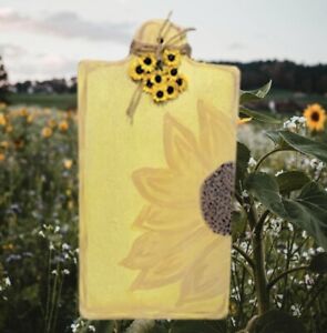 Handmade Bohemian Sunflower Wood Cutting Board Flora Wall Art Yellow Floral
