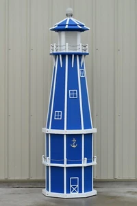 6' Octagon Electric and Solar Powered Poly Lumber Lighthouse (Blue/white trim) - Picture 1 of 3