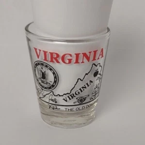 VIRGINIA VETRO SHOT SOUVENIR VIAGGIO STATO VECCHIA COLONIA AMERICANA DOMINION - Foto 1 di 4