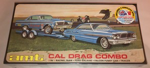 AMT Cal Drag Combo 1964 Ford Galaxie AWB Falcon & Trailer 1:25 model car kit 223