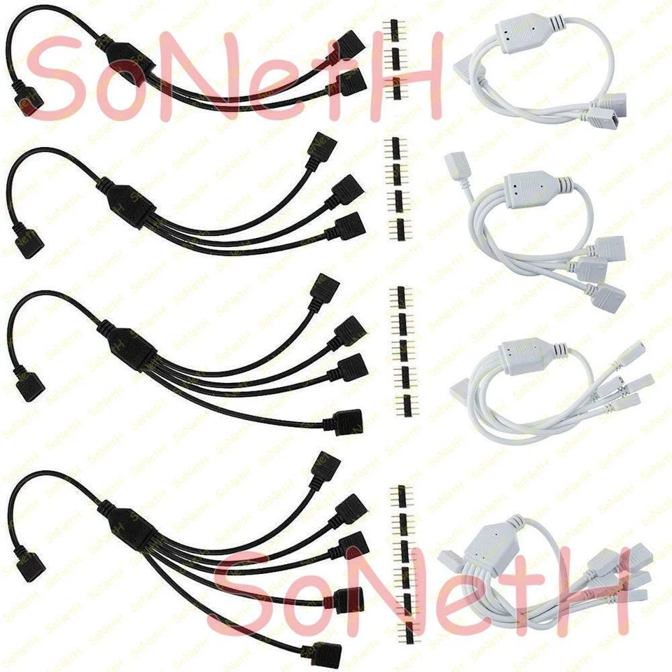 CAVO RGB SPLIT PER STRISCE STRIP LED 3528 5050 MASCHIO FEMMINA 1 A TO 2 3 4 5 - Immagine 1 di 1