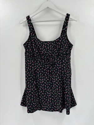 Figuras It! Maiô Vintage Feminino 18W Preto Rosa Estampa Floral Saia Elástica - Imagem 1 de 4