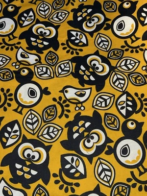 Tela de franela de algodón Joann 2,5 yardas negro amarillo búho pájaro Foto 1 de 3