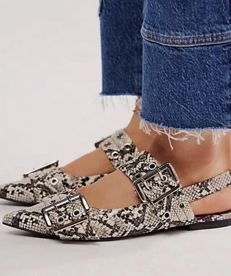 Jeffrey Campbell Animal Print Lilly Hebilla Slingback Planos Talla 6 $168 Foto 1 de 3