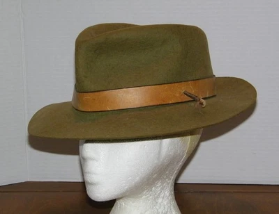 Vintage 1960s Columbia Sportswear Co. Fly Fishing Hat Fedora Wool Felt 7 18 Med - Image 1 of 4
