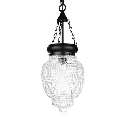 DSMJFU Black Glass Ceiling Pendant Light Kitchen Island Lighting Farmhouse Vinta - Image 1 of 4