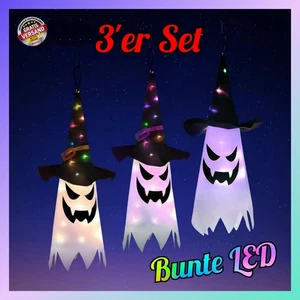 Halloween LED Geist Hexenhut Bunt leuchtende Halloween Deko Outdoor Gespenst - Bild 1 von 9