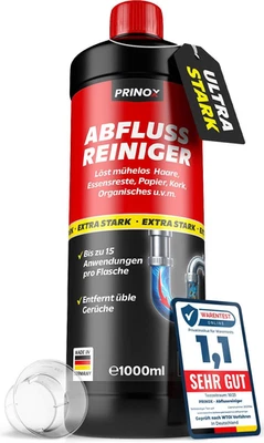 PRINOX Abflussreiniger 1000Ml EXTRA STARK - Profi Rohrreiniger Löst Haare, Essen - Bild 1 von 4