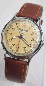 Vintage Croton Triple Date Calendar Ref. A3NC C2095 Men's 34mm Stainless Watch - Picture 1 of 21