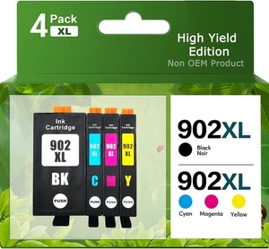 902 Latest Upgrade Version (Black, Yellow, Cyan, Magenta 4-Pack) – Free Shipping - Picture 1 of 7