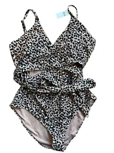 Aerie Leopard Full Coverage One Piece Swimsuit XL Raw Sienna NWT - Picture 1 of 7