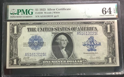 1923 $1 SILVER CERTIFICATE Fr#238 PMG CHOICE UNCIRCULATED 64 EPQ EXCEPTIONAL - Image 1 of 4