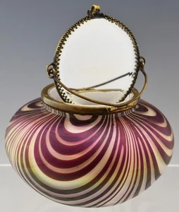 Comò vintage in vetro artistico piuma tirata con specchio incernierato superiore VS113 - Foto 1 di 8