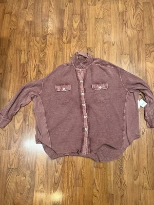 Free People Fp One Scout Jacket Tharmal Buttondown Long Sleeve Sweatshirt New L - Image 1 of 4