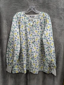 Butterfly Scrub Jacket Women's 3X Snap Front Working Scrubs Floral Cottagecore - Picture 1 of 8